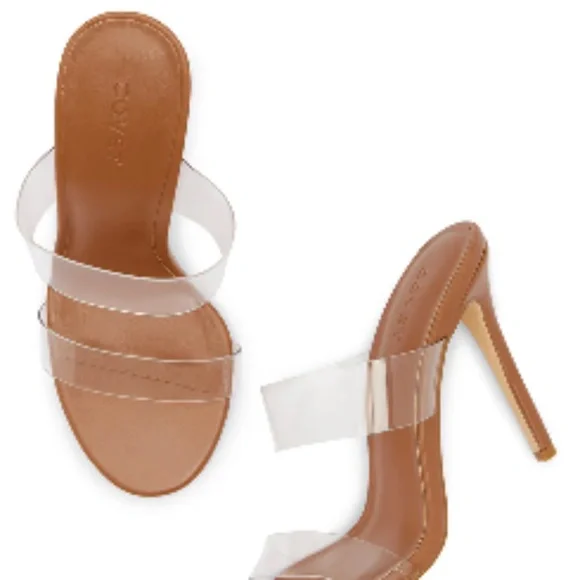 BELLA Tan Clear Heels - Picture 3 of 5